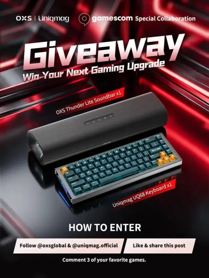Win OXS Soundbar and Uniqmag Keyboard